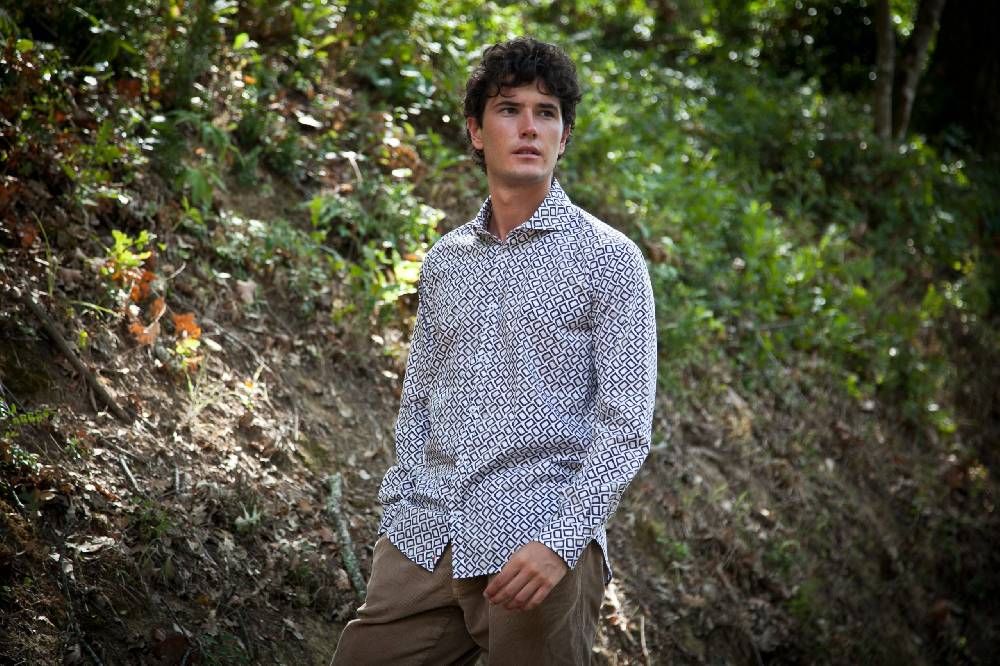 Poggianti Camicia uomo stretch con stampa righe e animali GIOVI-61-134-02 Qualità Garantita