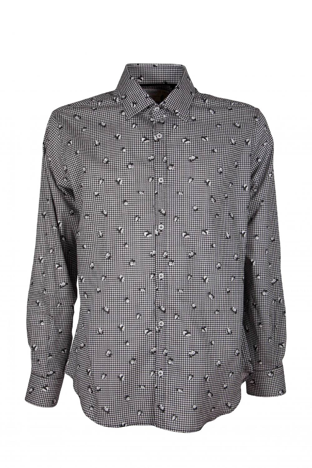 Poggianti Camicia uomo stretch con stampa panda su pied de poule GIOVI-95-174-01 Negozi Online