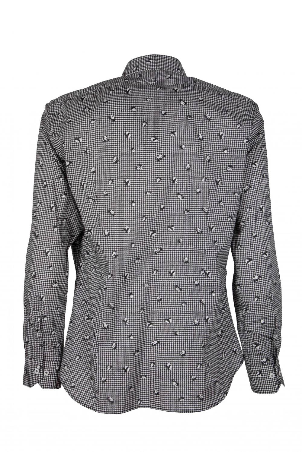 Poggianti Camicia uomo stretch con stampa panda su pied de poule GIOVI-95-174-01 Negozi Online