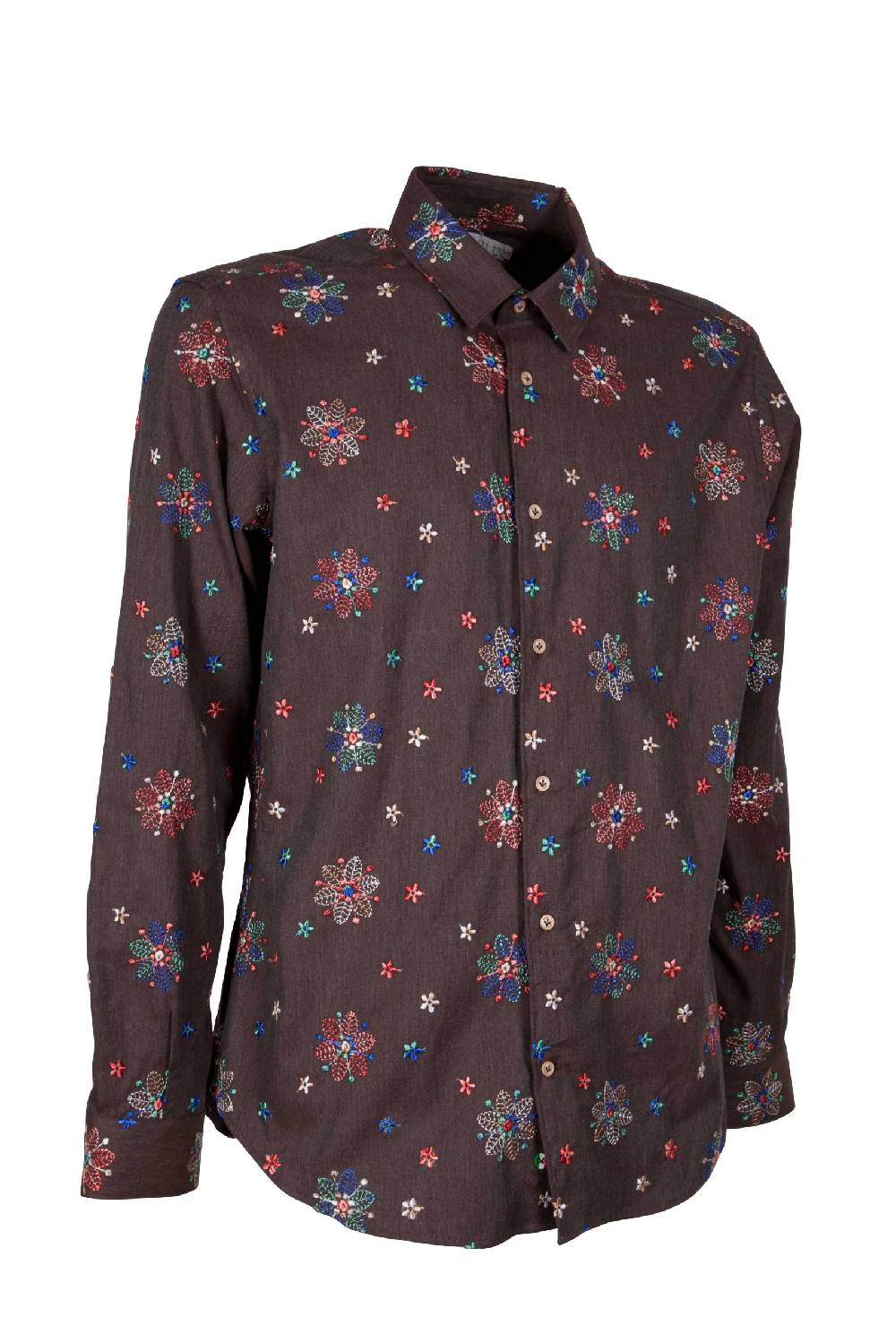 Poggianti Camicia uomo in flanella con ricami FIRENZE-66F-243 Consegna Veloce