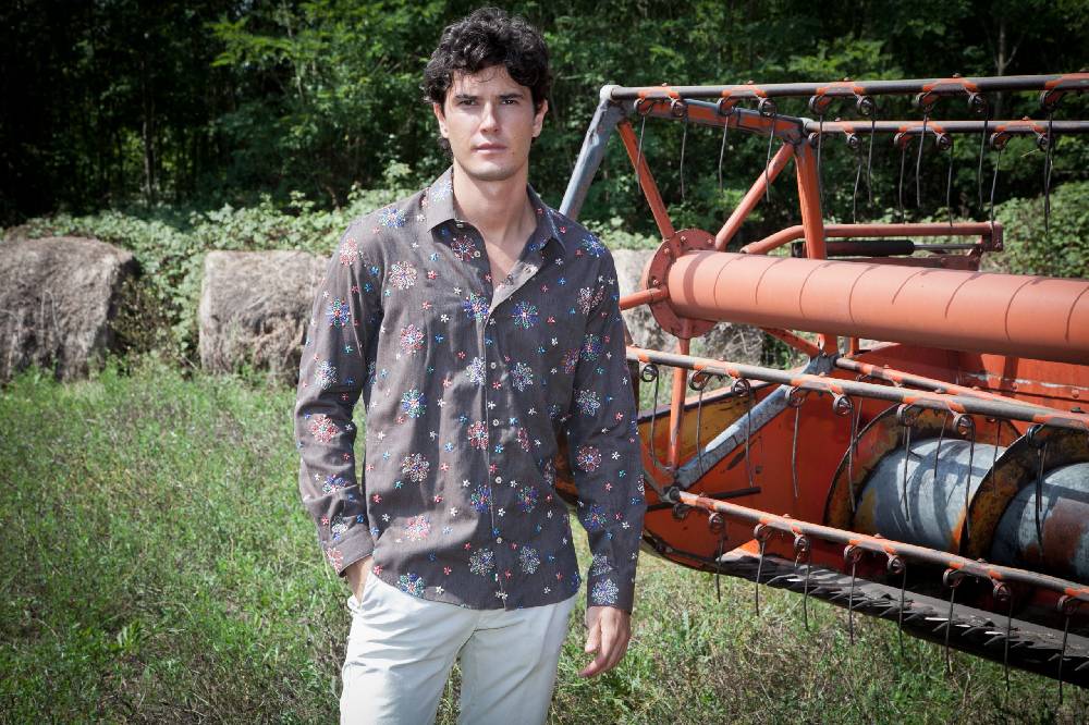 Poggianti Camicia uomo in flanella con ricami FIRENZE-66F-243 Consegna Veloce