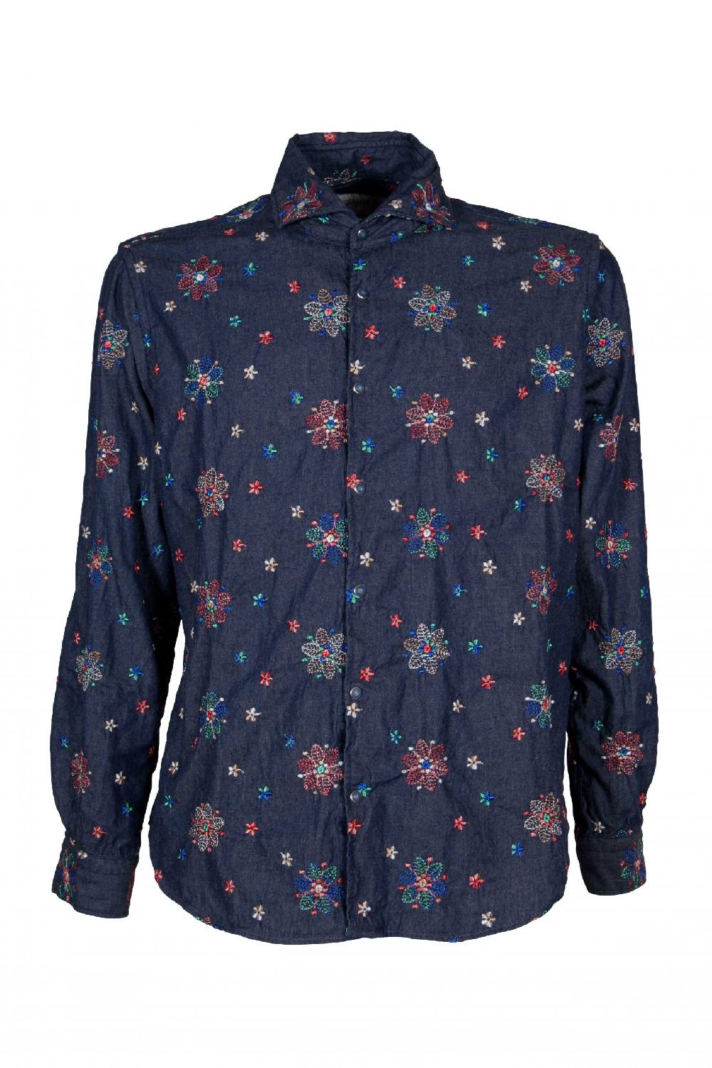 Poggianti Camicia uomo in Denim con Ricami FIRENZE-31W-249-01 Promozione Limitata