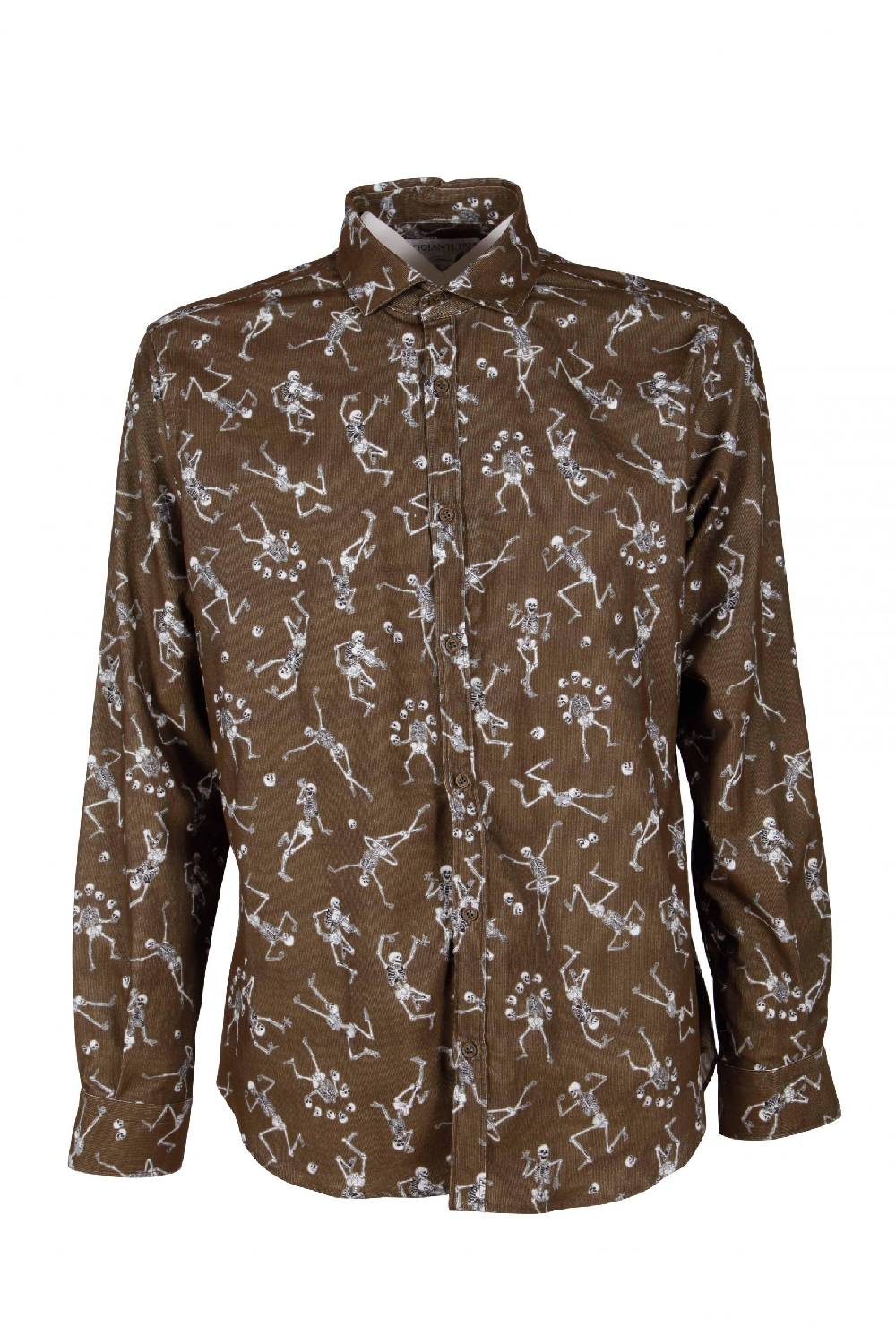 Poggianti Camicia uomo in velluto con stampa teschi PISA-62F-230-01 Fino Al -60%