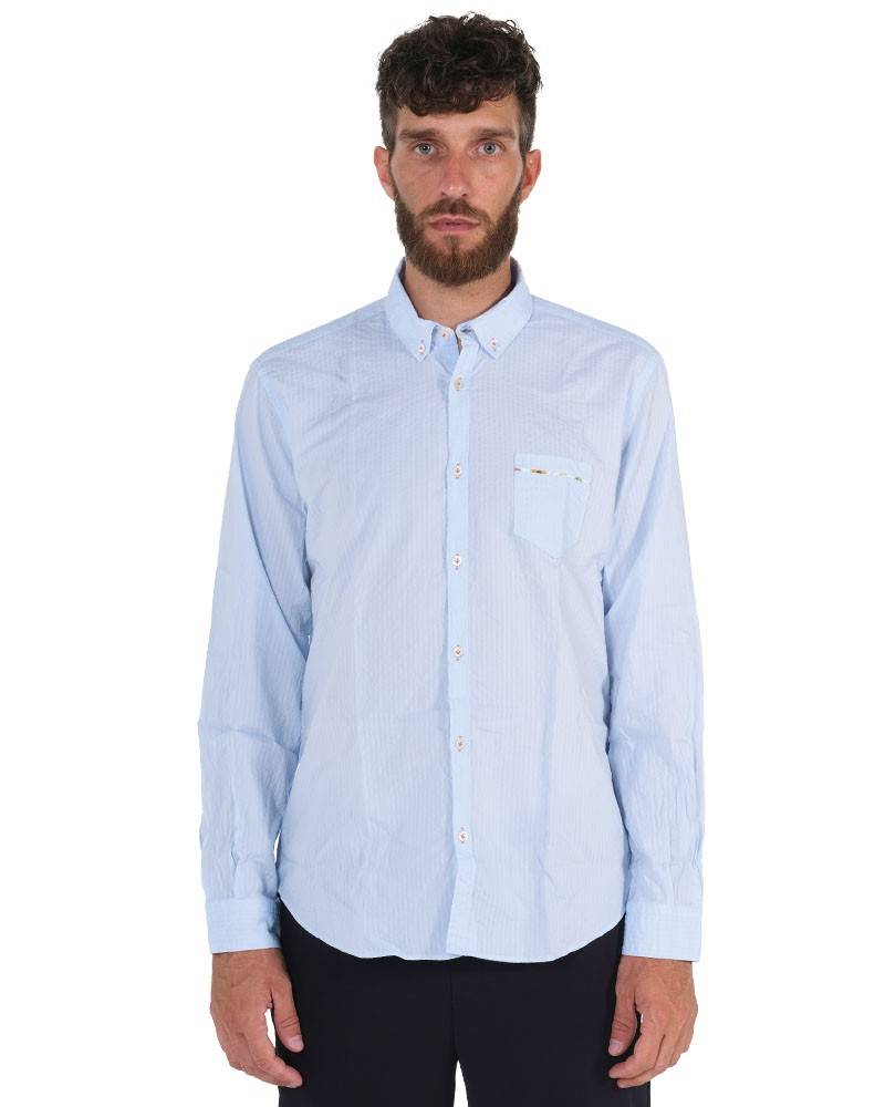 Poggianti Camicia tinta unita celeste collo morbido Shopping Online