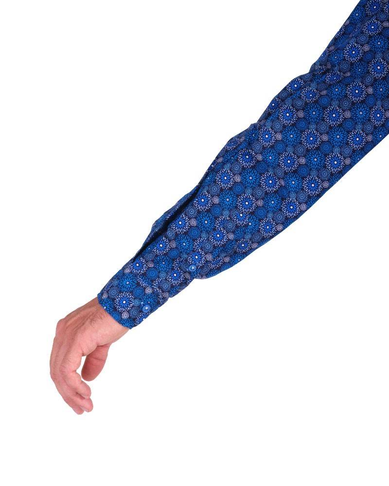 Poggianti Camicia Fantasia Collo Morbido Azzurro/Bianco Affare Del Giorno