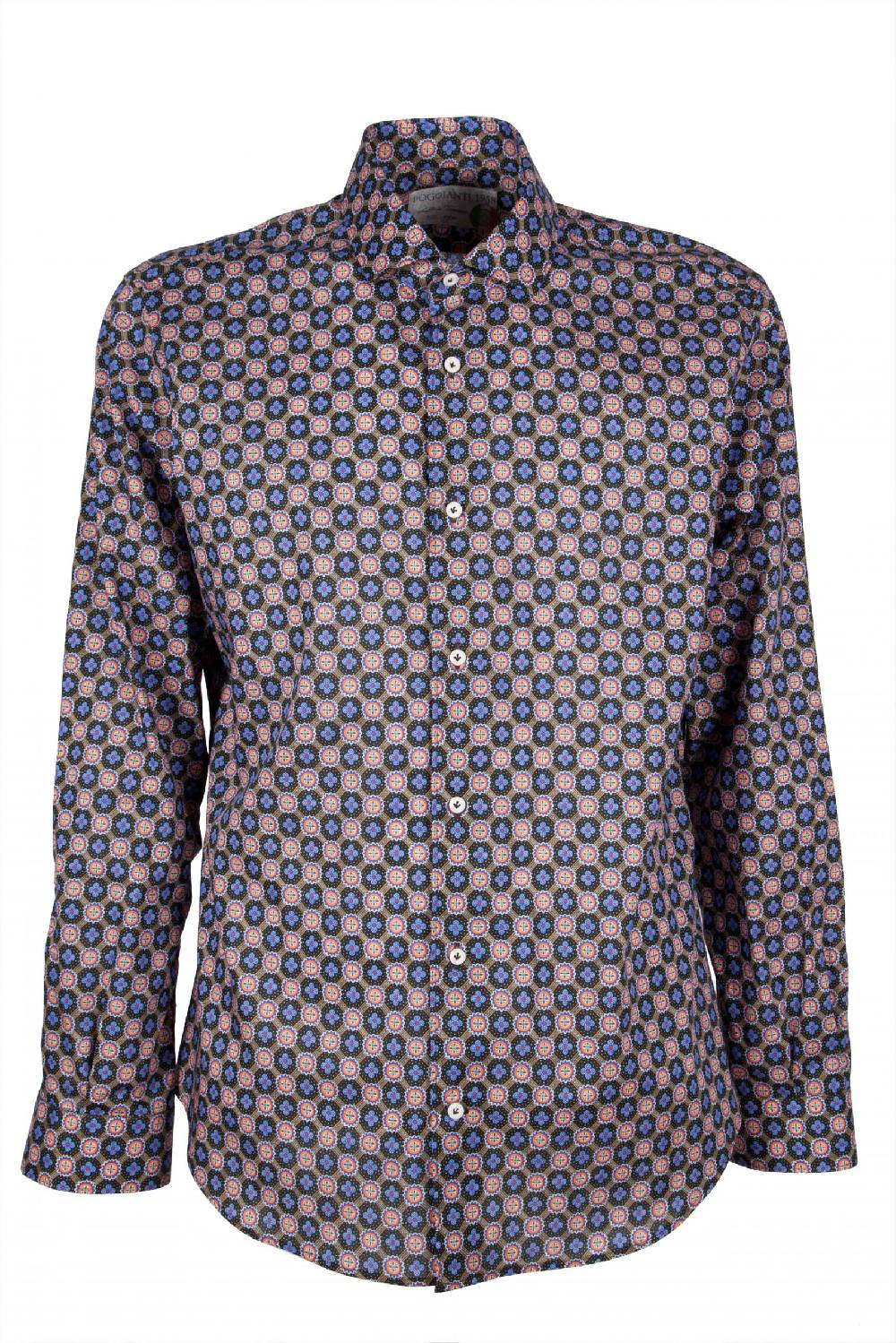Poggianti Camicia uomo in cotone con stampa piccola FIRENZE-62M-138-02 Sconto