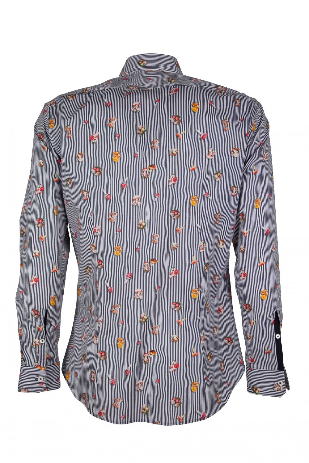 Poggianti Camicia uomo stretch con stampa funghi su riga CALCI-73-136-01 Offerta