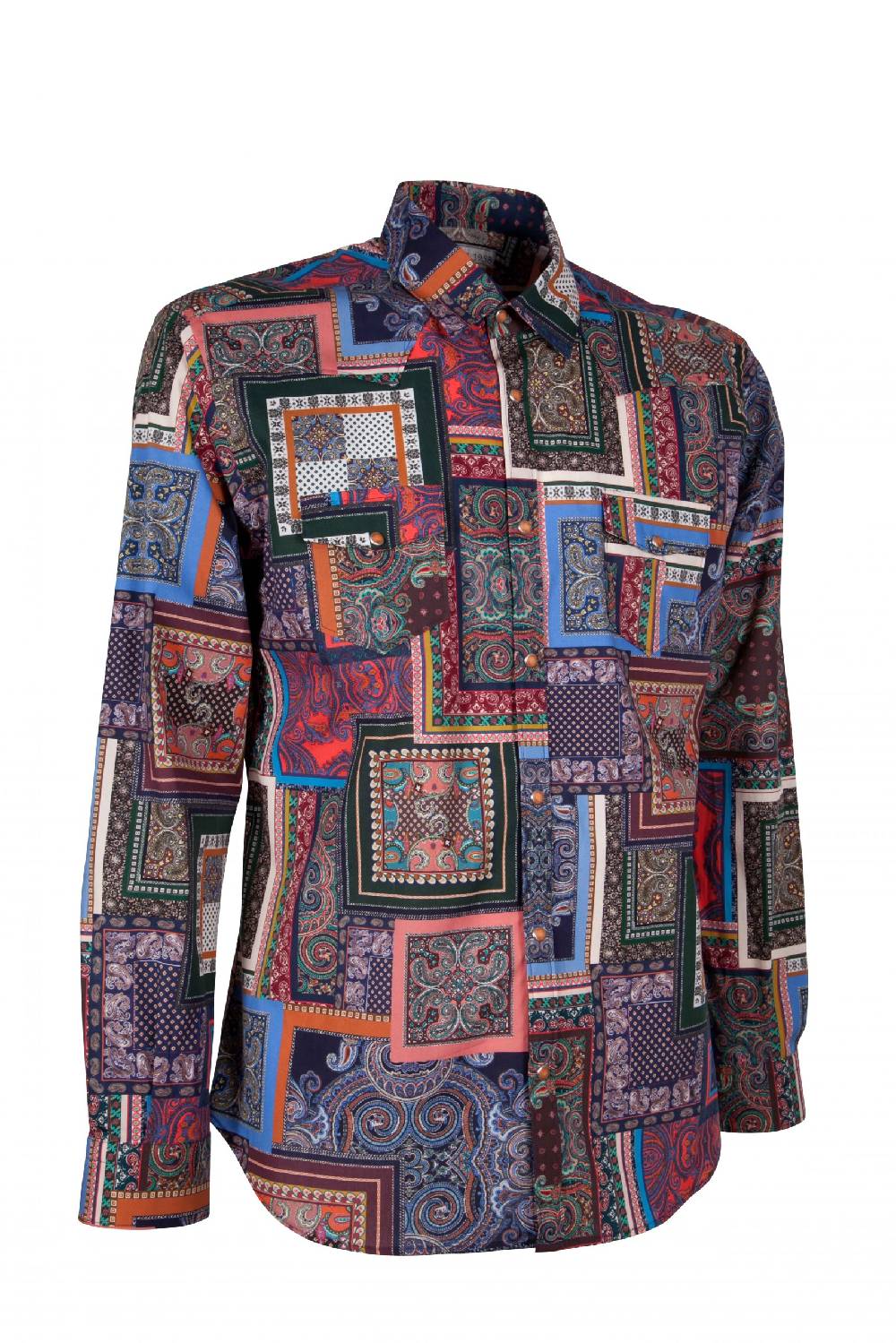 Poggianti Camicia uomo stretch con stampa geometrica EMPOLI-UBBF-166-01 Online