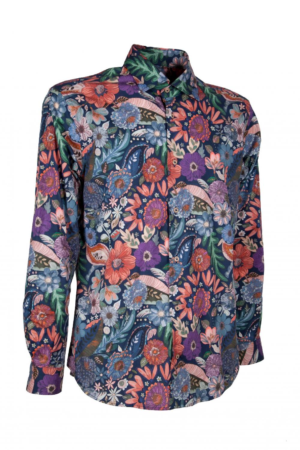 Poggianti Camicia uomo stretch con stampa Floreale FIRENZE-61F-162-01 Saldi