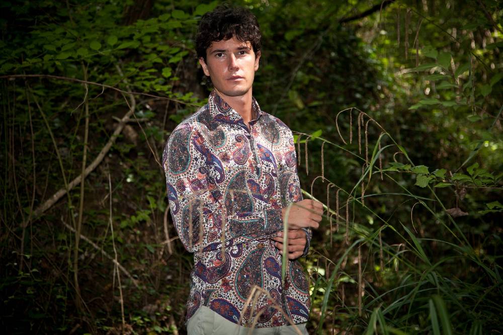 Poggianti Camicia uomo stretch con stampa Paisley PISA-31F-161-01 Offerte