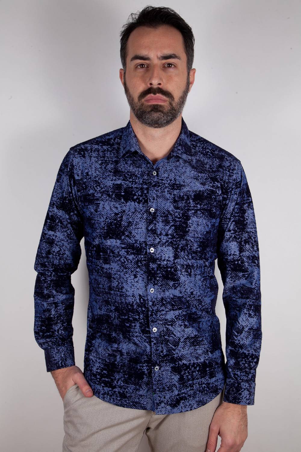 Poggianti Camicia in denim con floccato PISA-66-602-01 Acquista Ora