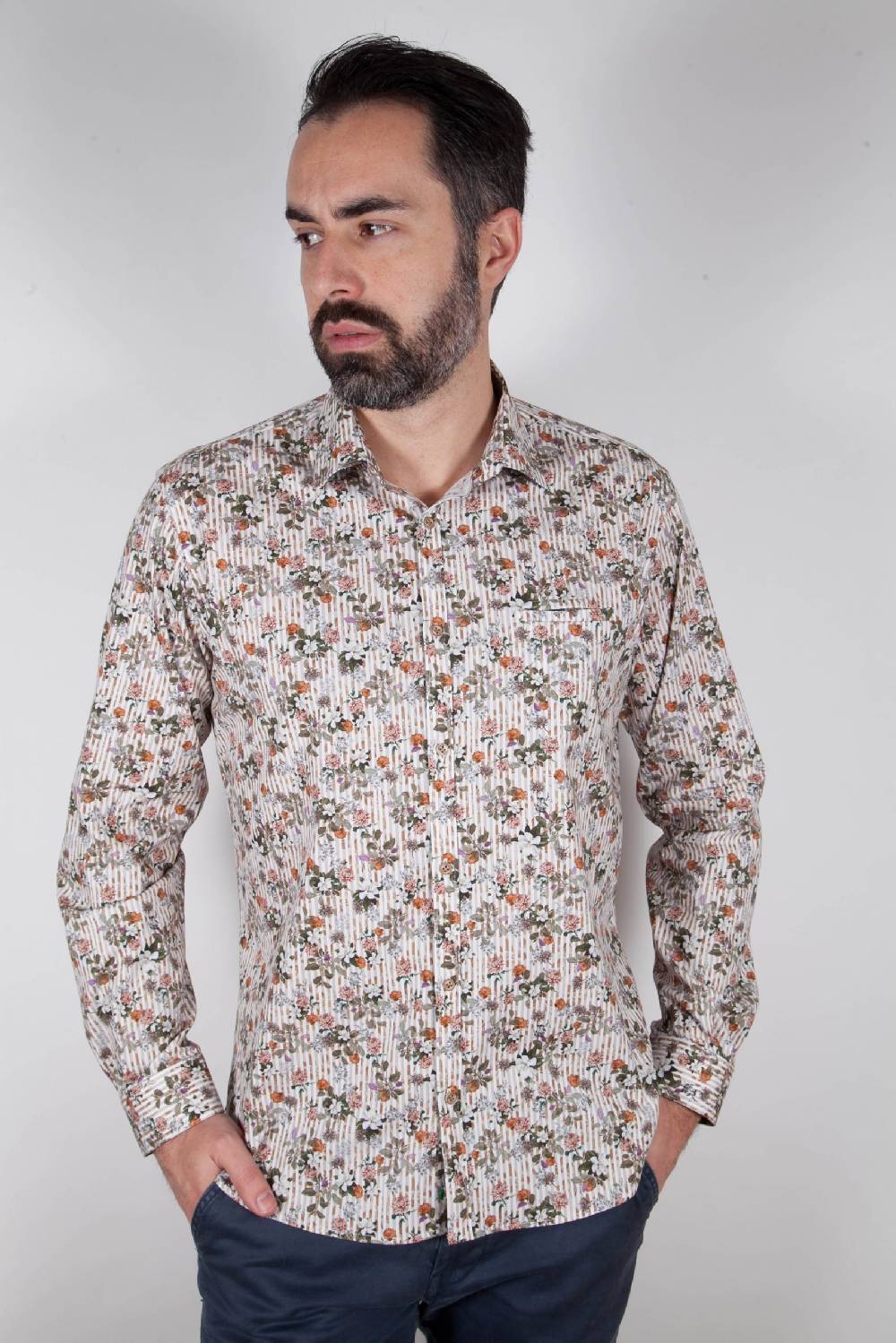 Poggianti Camicia con stampa ASCIANO-73-569-01 Consegna Veloce