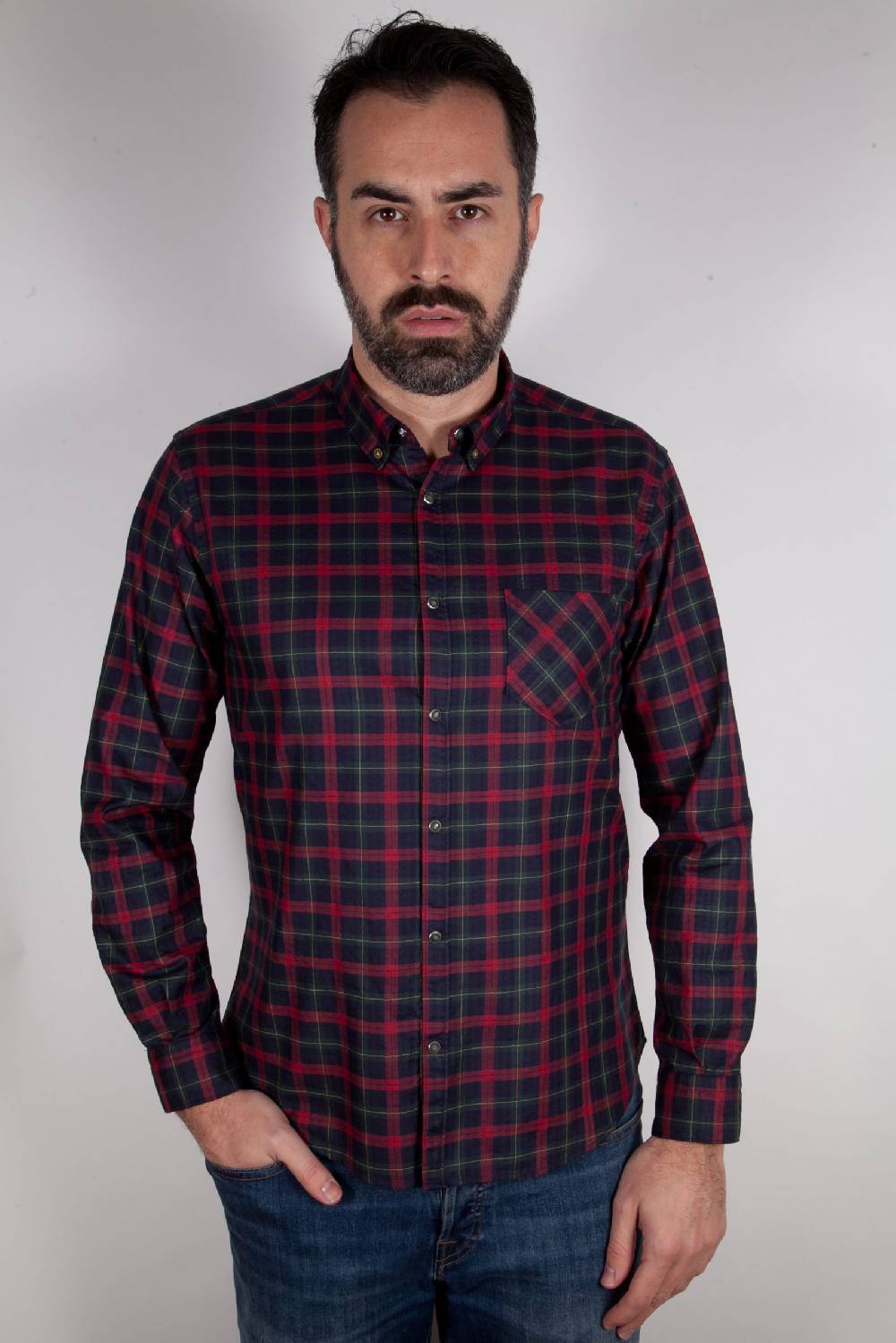 Poggianti Camicia a quadri con tasca ARDENZA-64-574-03 Fino Al -60%