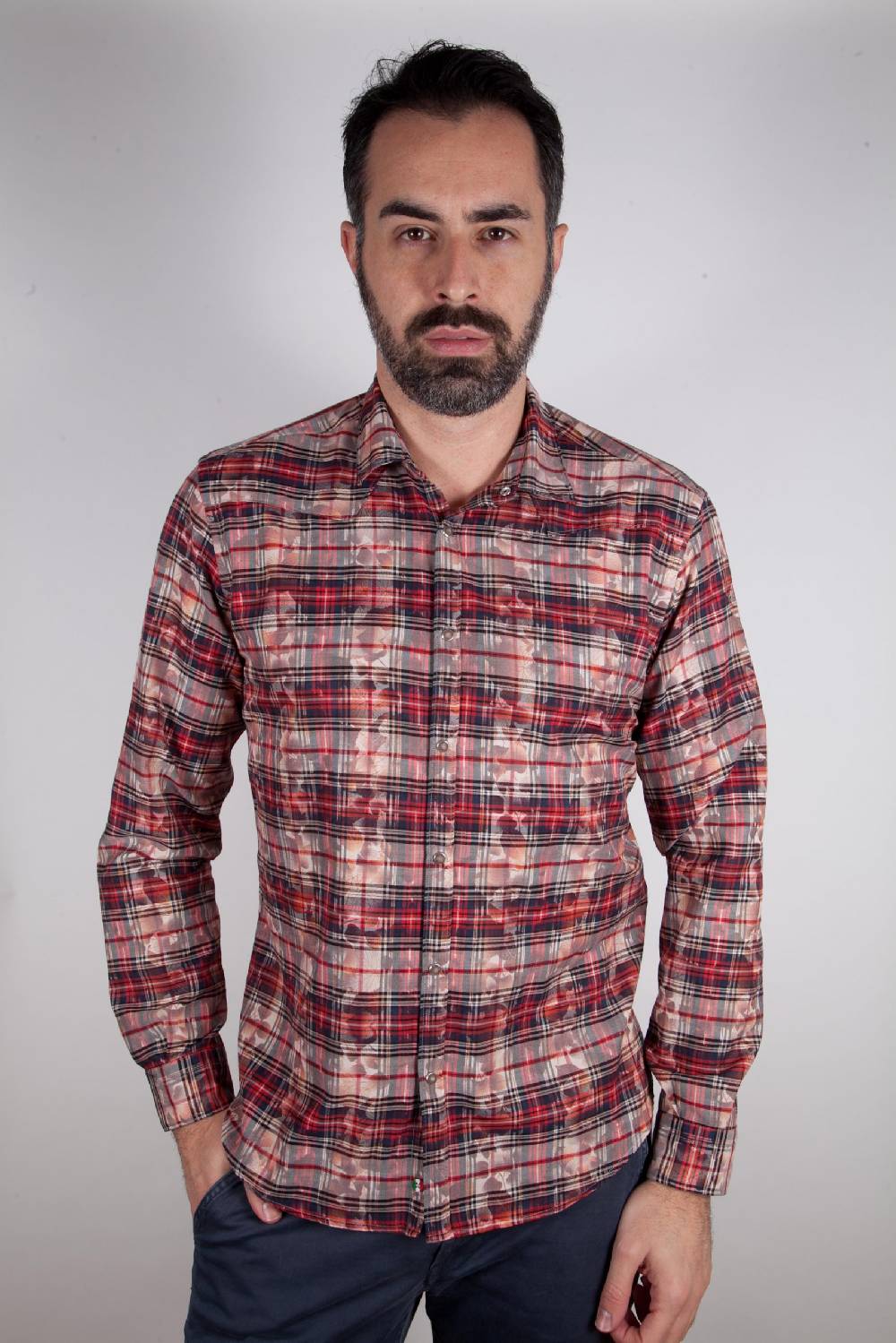 Poggianti Camicia a quadri con stampa PRUNO-66-571-01 Affare Del Giorno