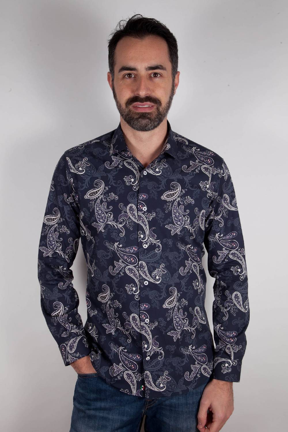 Poggianti Camicia con stampa cachemire FIRENZE-73-531-01 Online