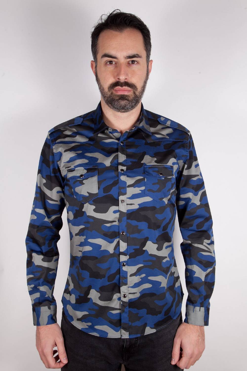 Poggianti Camicia con stampa camouflage MARRADI-66-526-03 Pezzi Unici