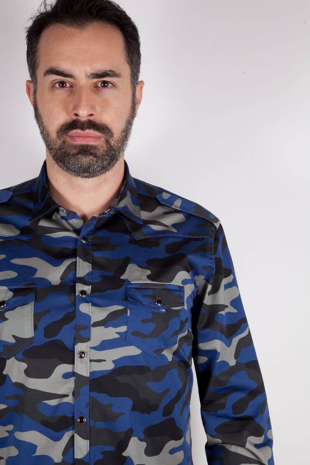 Poggianti Camicia con stampa camouflage MARRADI-66-526-03 Pezzi Unici