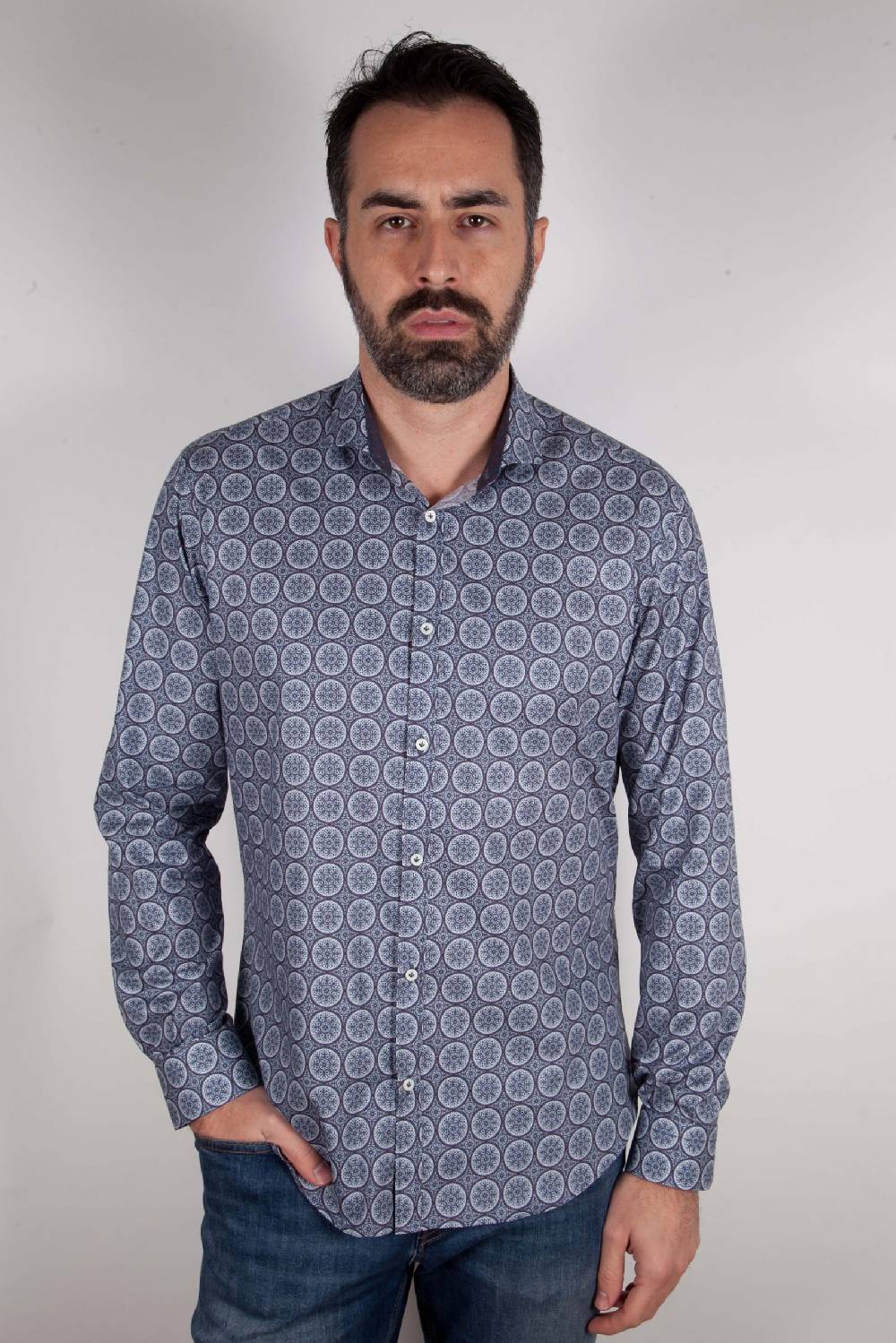 Poggianti Camicia con stampa AREZZO-65-514-01 Vendita Calda
