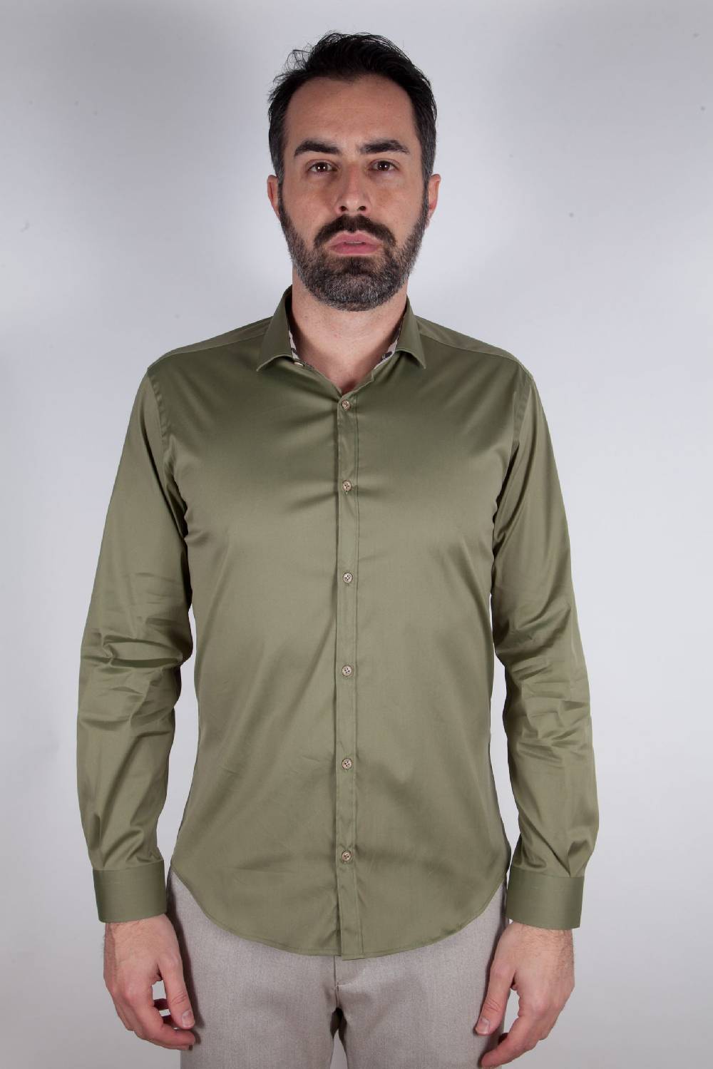 Poggianti Camicia Stretch Collo francese tinta unita PRACCHIA-62M-500-03 I Più Venduti