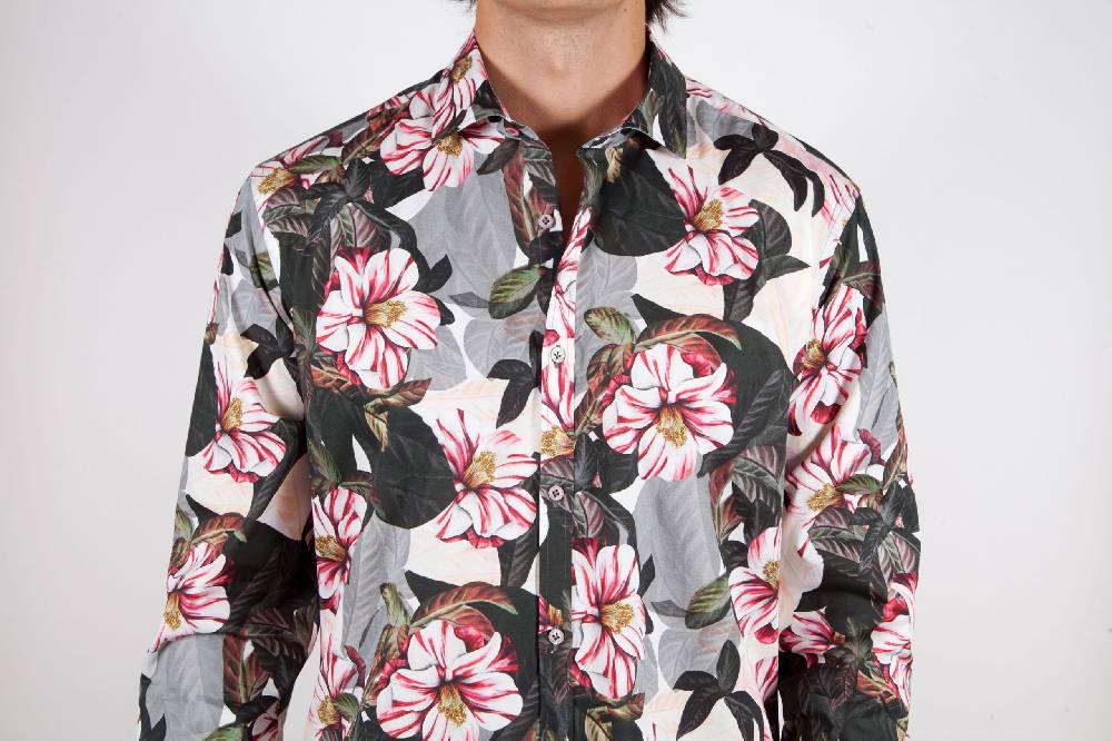 Poggianti Camicia Fantasia Stretch Collo Italiano 365-01 Vendite Flash