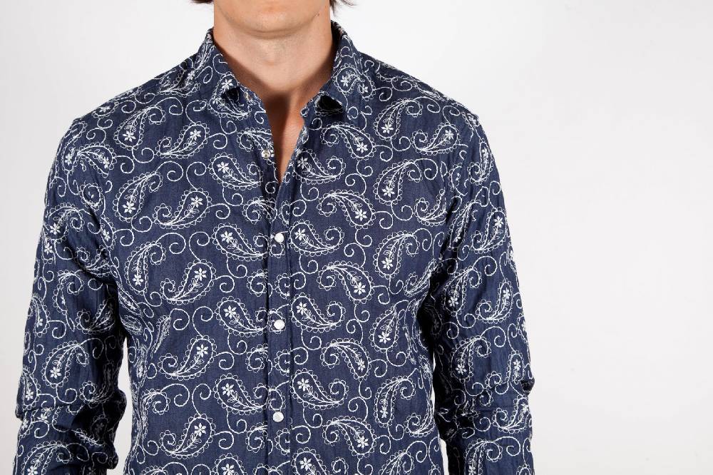 Poggianti Camicia Denim con Ricami 421-01 Italia