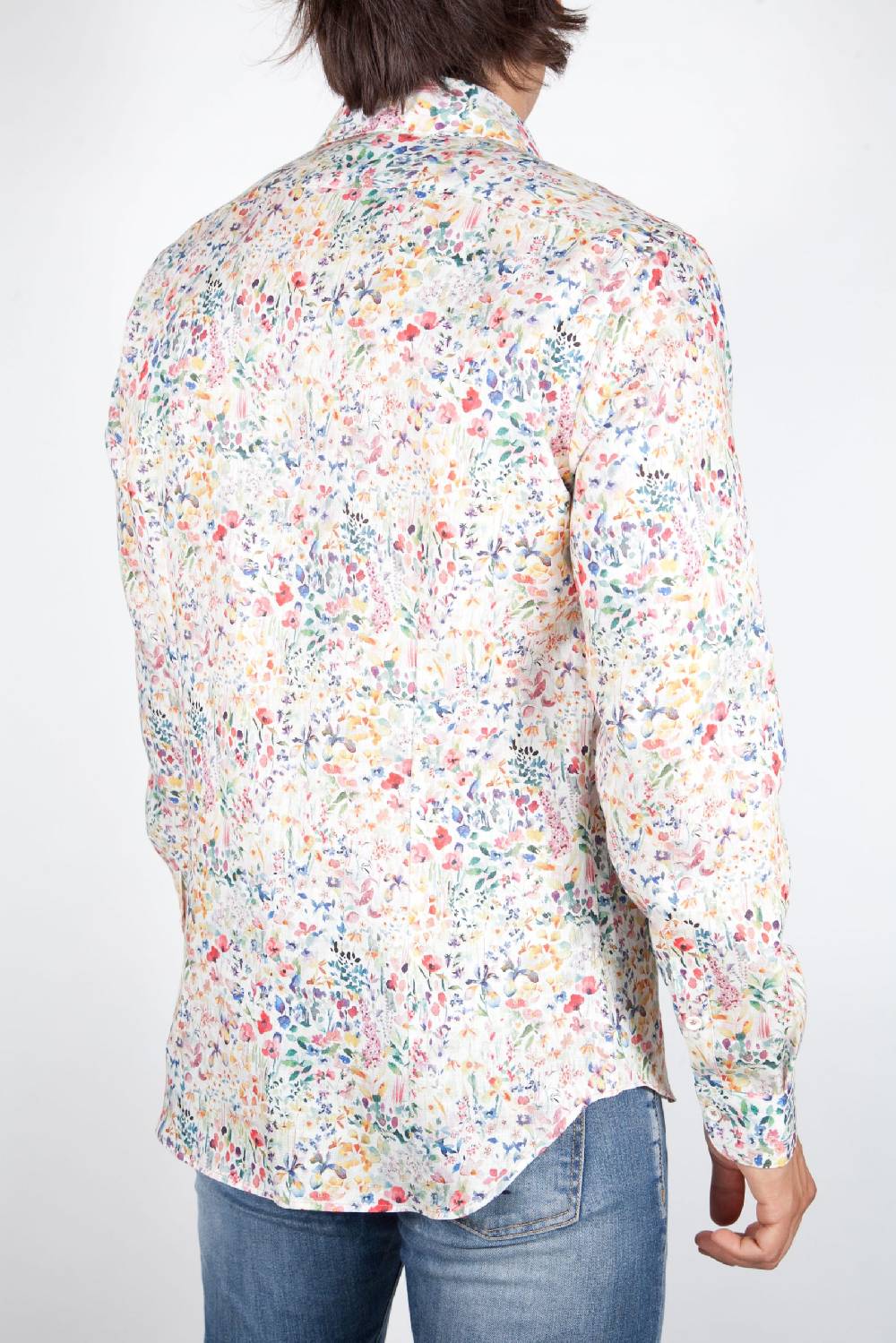 Poggianti Camicia Fantasia Lino Collo Francese 398-02 In Linea