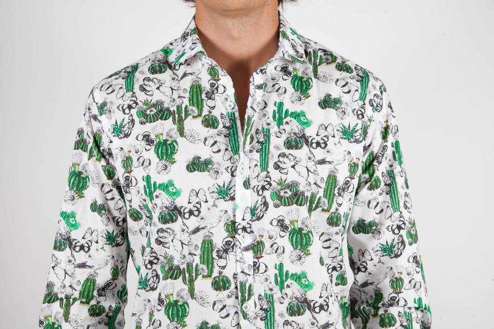 Poggianti Camicia Fantasia Collo Francese 349-02 Nuovo