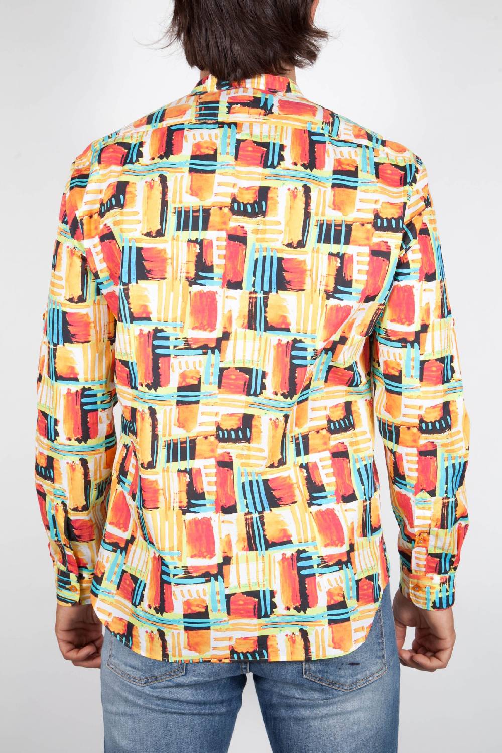 Poggianti Camicia Fantasia Collo Coreano Multicolor Spedizione Gratuita