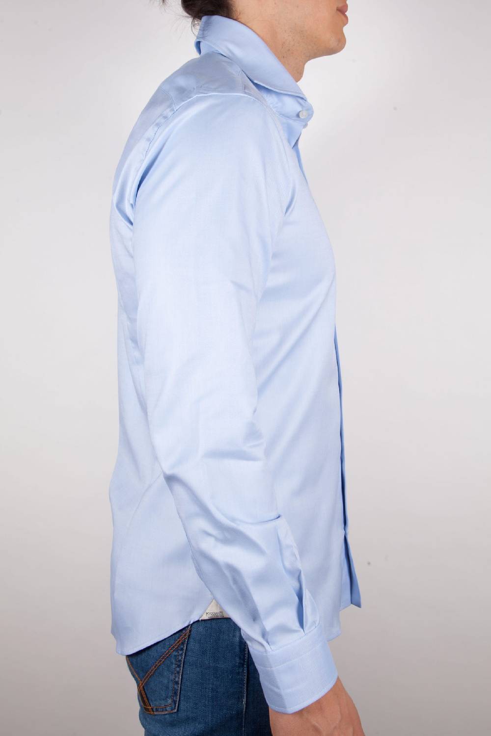 Poggianti Camicia Celeste Oxford Collo Francese C06-2 Negozi Online