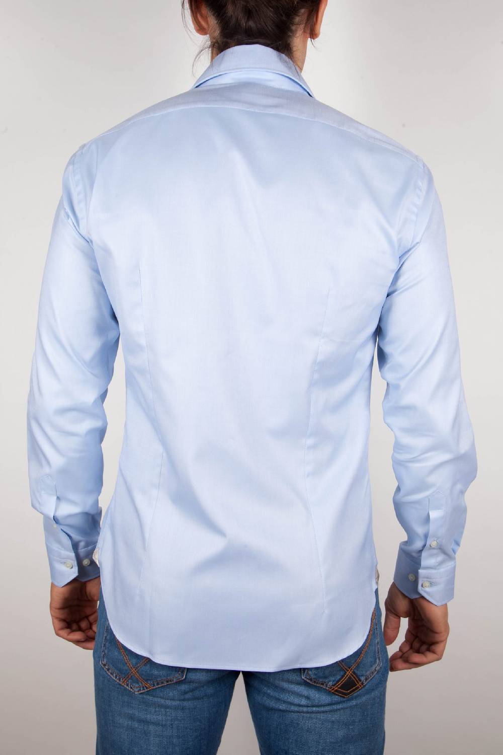 Poggianti Camicia Celeste Oxford Collo Francese C06-2 Negozi Online