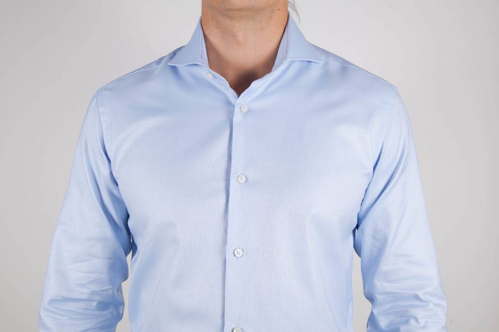 Poggianti Camicia Celeste Oxford Collo Francese C06-2 Negozi Online