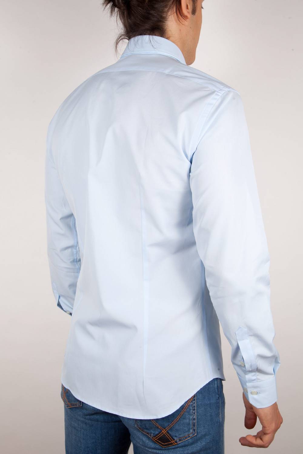 Poggianti Camicia Celeste Popeline Collo Italiano C01-3 Acquista Ora