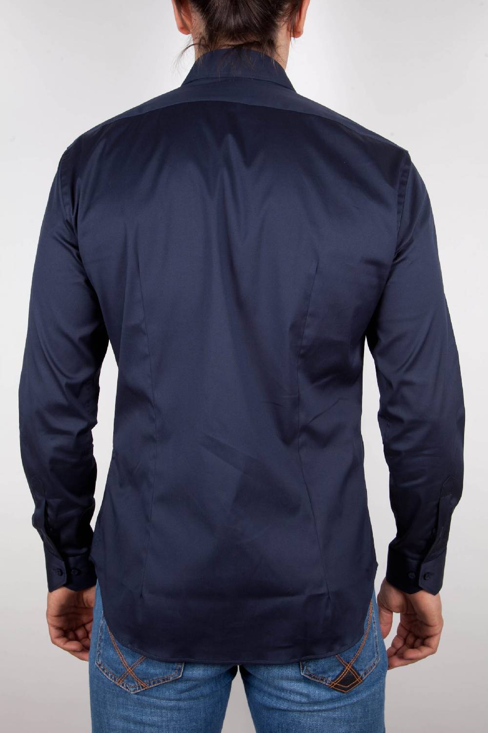 Poggianti Camicia Blu Popeline Collo Italiano C01-5 Consegna Veloce