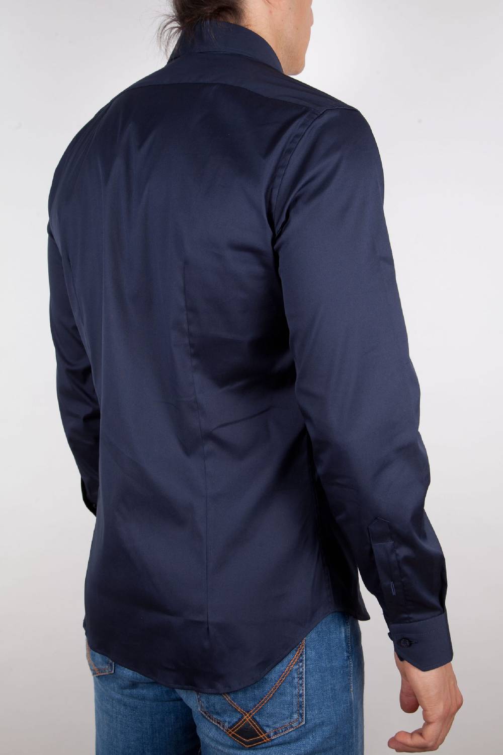 Poggianti Camicia Blu Popeline Collo Italiano C01-5 Consegna Veloce