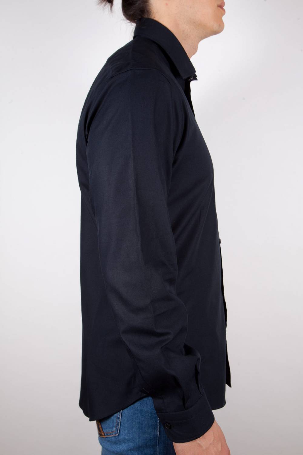 Poggianti Camicia Nera Popeline Collo Italiano C01-6 Promozione Limitata