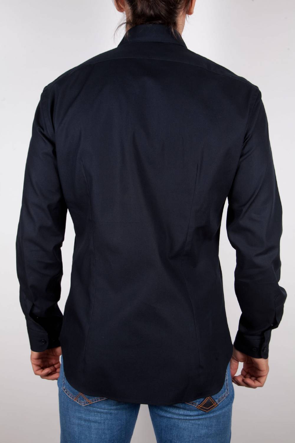 Poggianti Camicia Nera Popeline Collo Italiano C01-6 Promozione Limitata