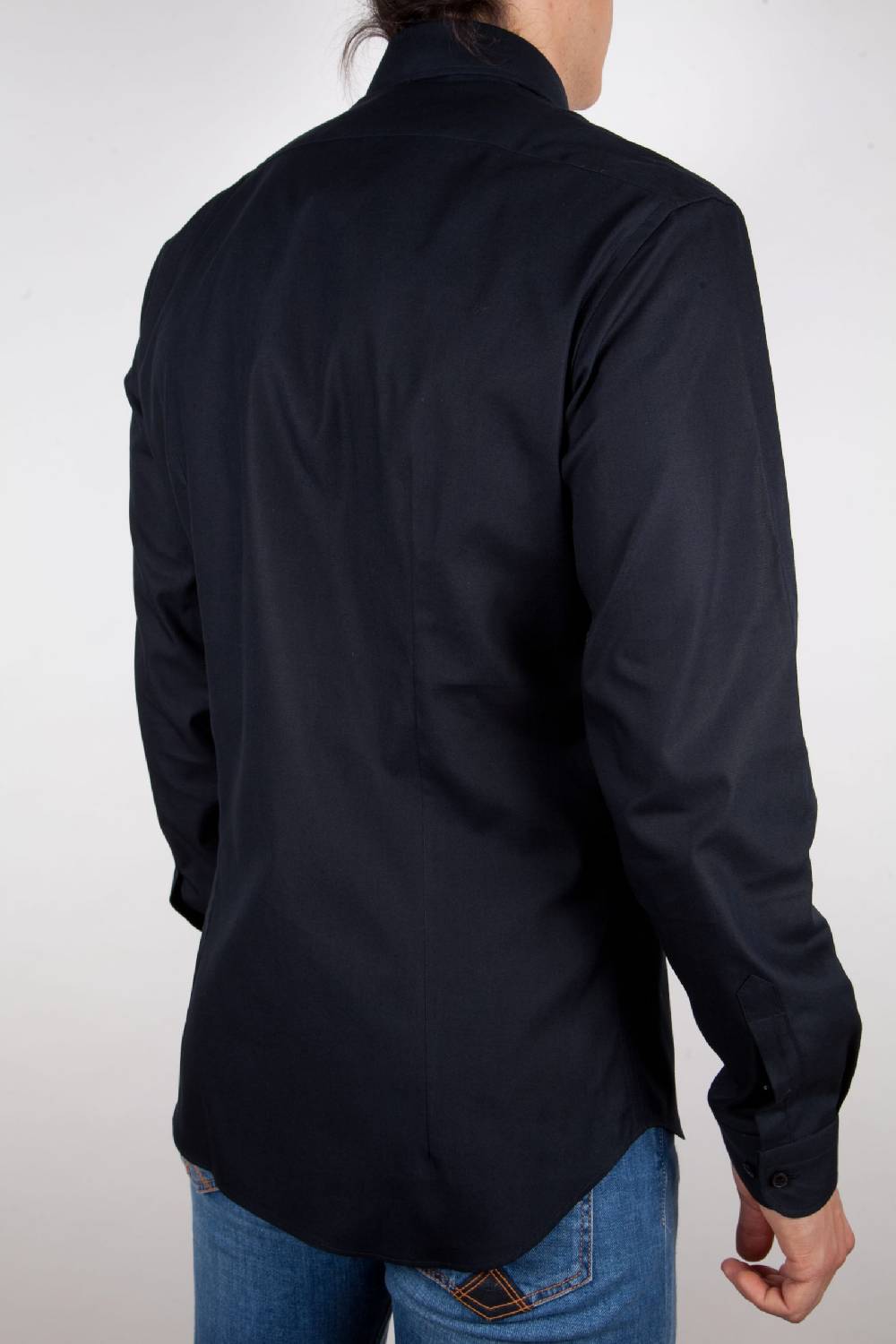 Poggianti Camicia Nera Popeline Collo Italiano C01-6 Promozione Limitata