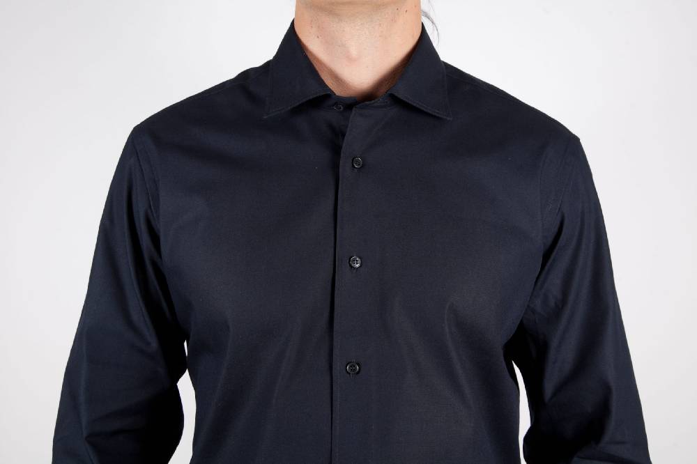 Poggianti Camicia Nera Popeline Collo Italiano C01-6 Promozione Limitata