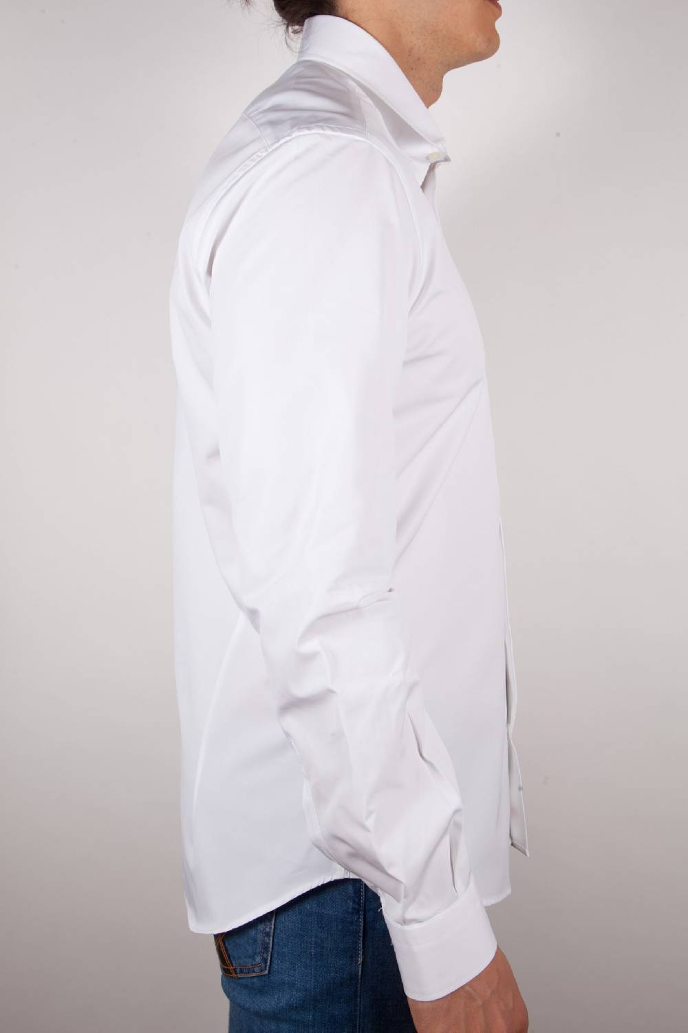 Poggianti Camicia Bianca Popeline Collo Italiano C01-1 Fino Al -60%