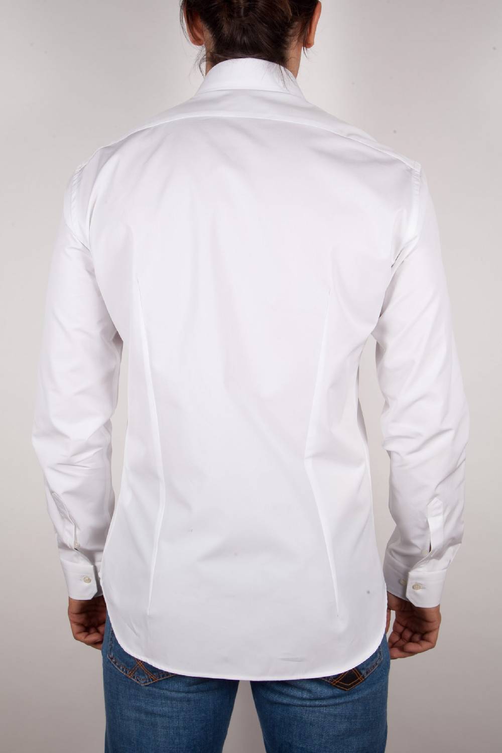 Poggianti Camicia Bianca Popeline Collo Italiano C01-1 Fino Al -60%