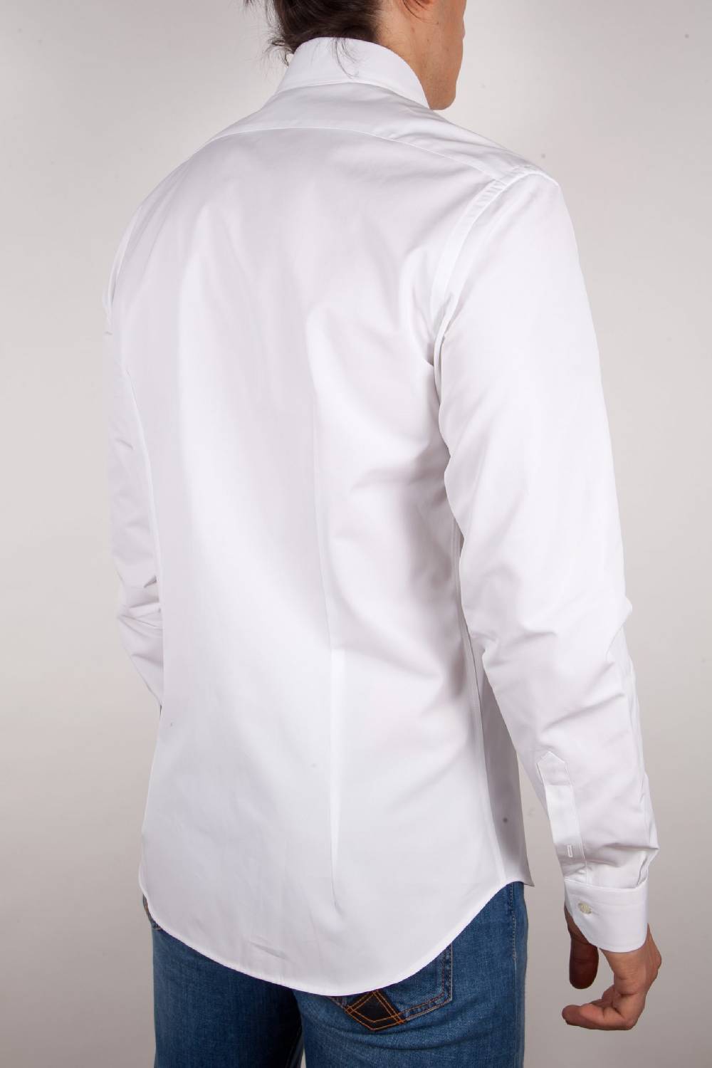 Poggianti Camicia Bianca Popeline Collo Italiano C01-1 Fino Al -60%