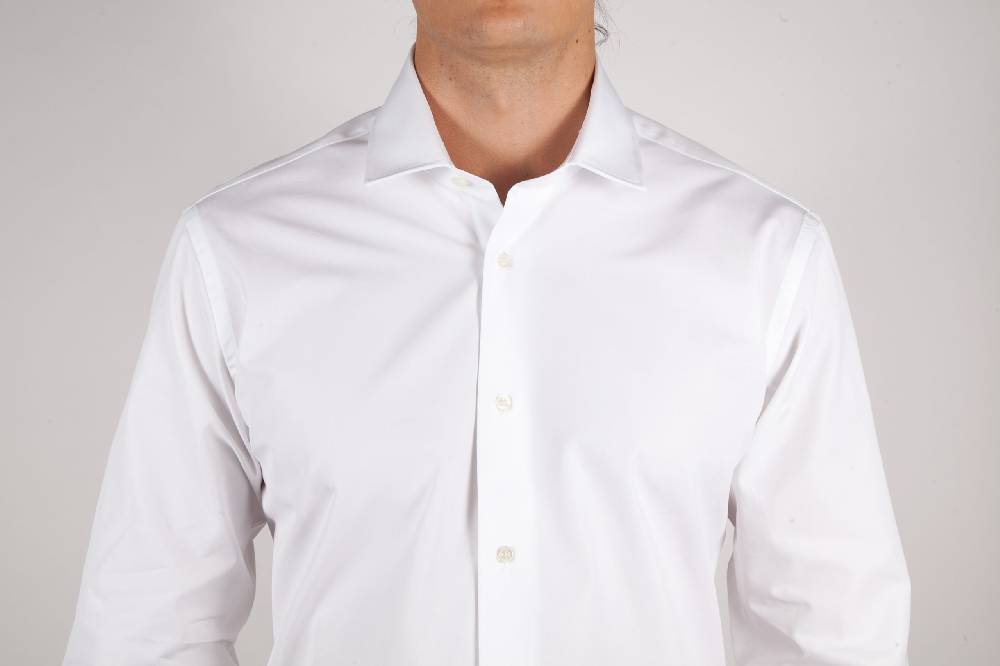 Poggianti Camicia Bianca Popeline Collo Italiano C01-1 Fino Al -60%