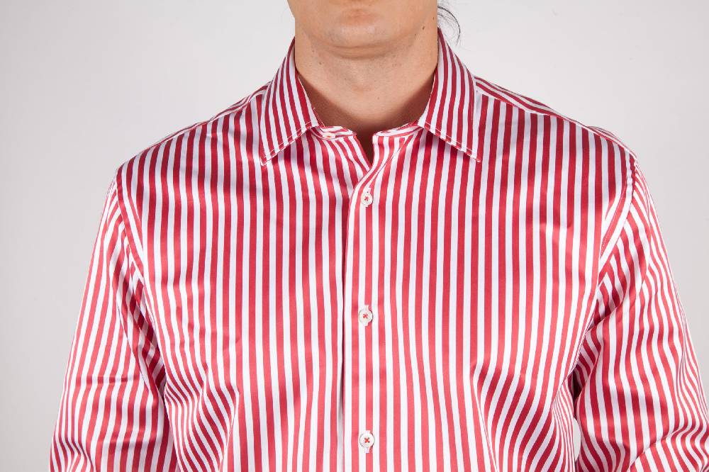 Poggianti Camicia Righe Rossa-Bianca Sottocosto