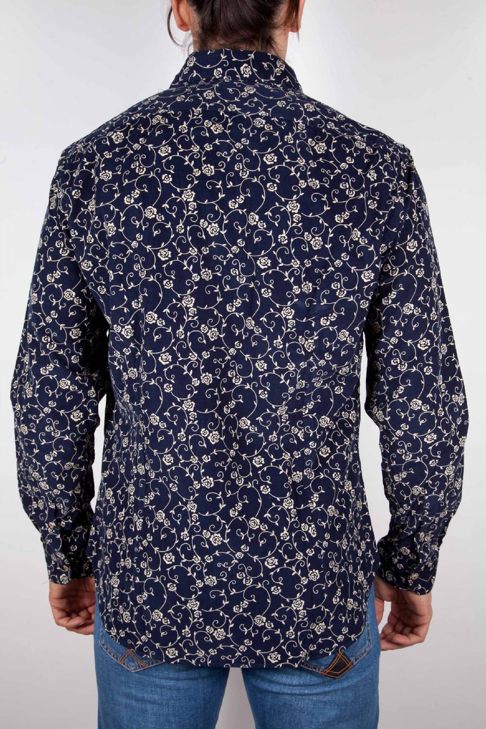Poggianti Camicia Fantasia su riga Blu Collo Italiano Convenienza