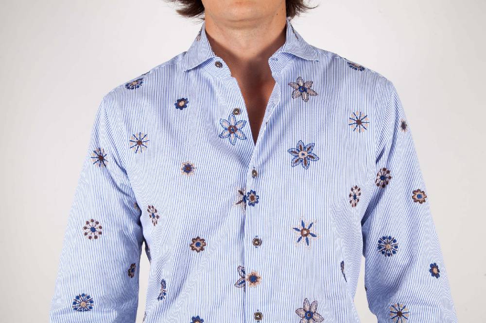 Poggianti Camicia Fantasia Collo Morbido Ricamo Offerta