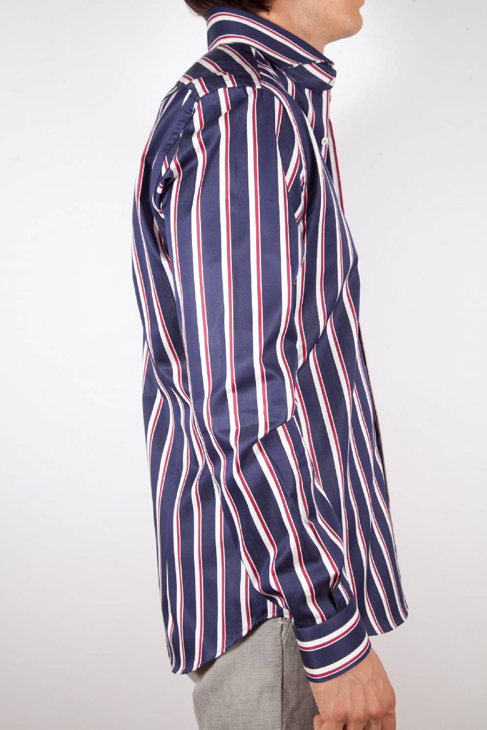 Poggianti Camicia Righe Blu-Bianca Economico