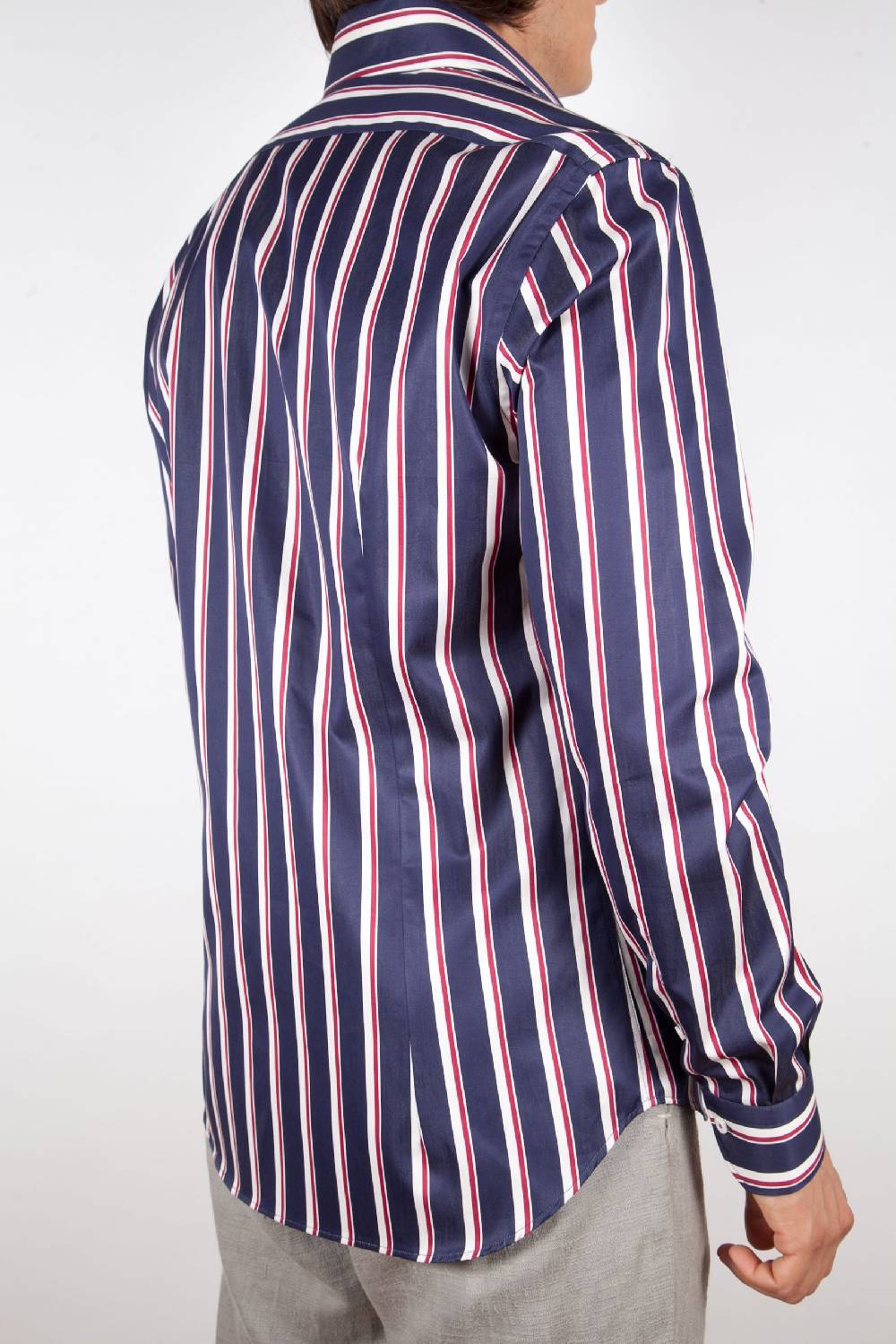 Poggianti Camicia Righe Blu-Bianca Economico
