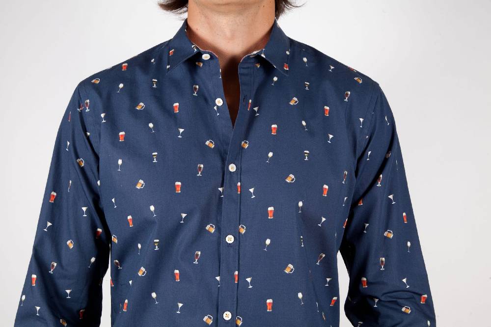 Poggianti Camicia Fantasia Collo Morbido blu Offerte