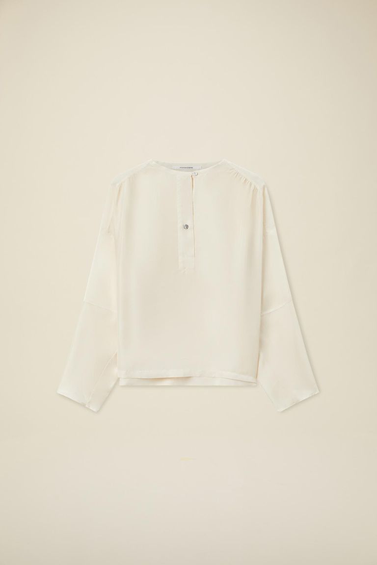 Pomandere Camicia con abbottonatura polo in habutai di seta Promozione temporanea