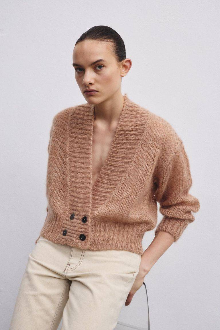 Pomandere Cardigan doppio petto in mohair e lana Presa